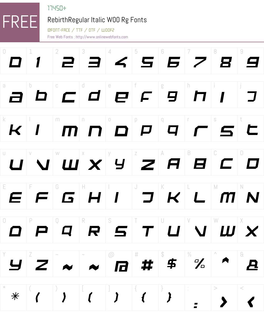RebirthRegular Italic Font Screenshots
