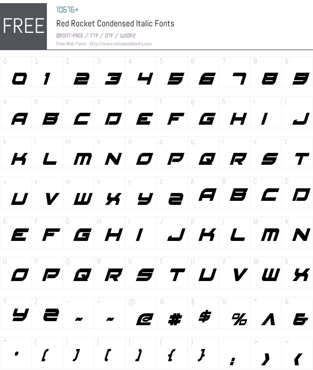 Red Rocket Condensed Italic Font Screenshots