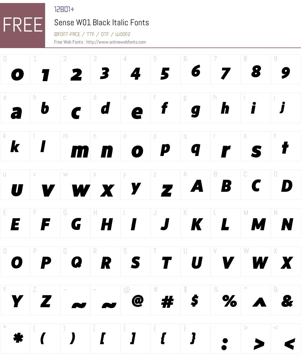 SenseW01-BlackItalic Font Screenshots