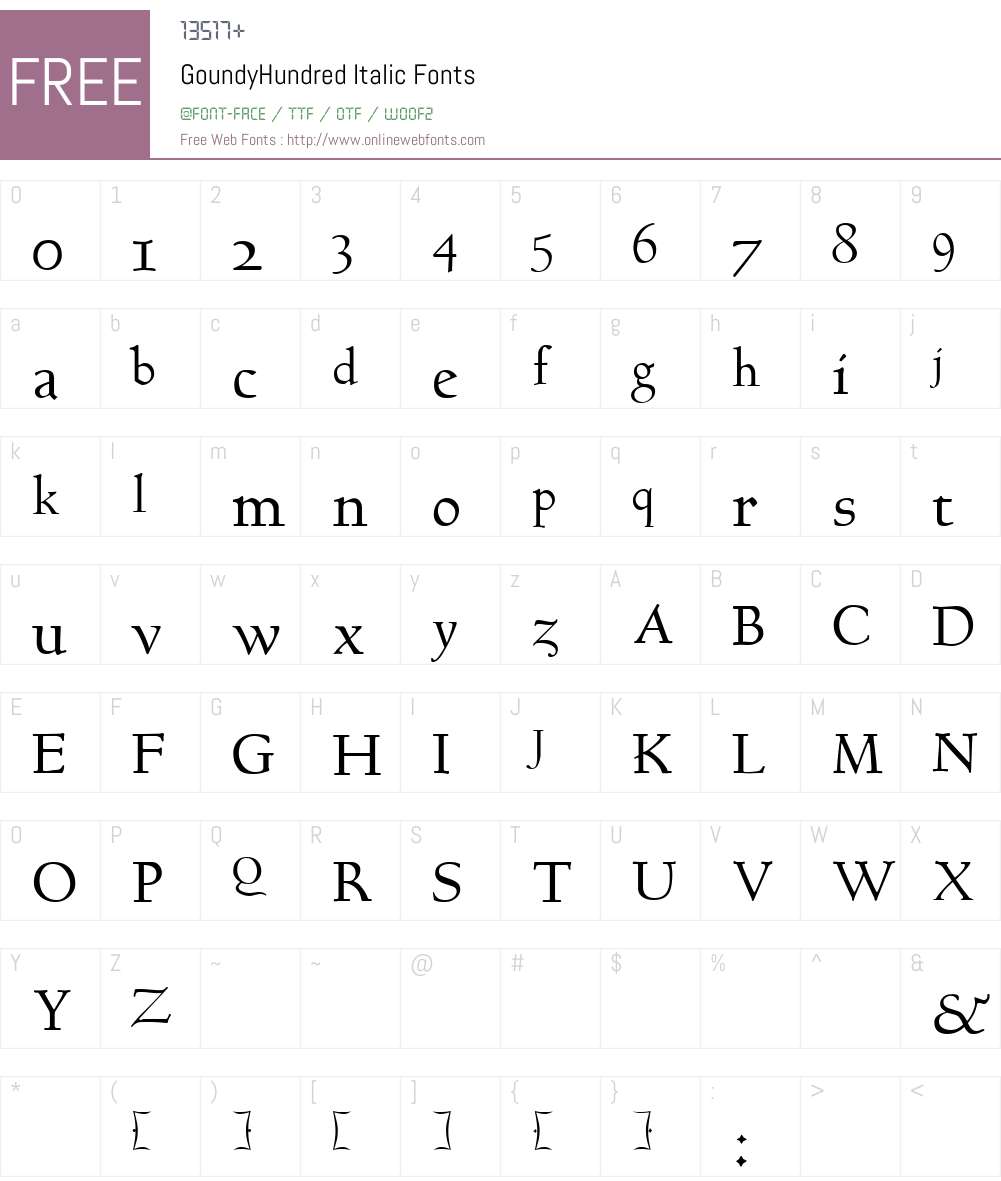 GoundyHundred Italic Altsys Metamorphosis:4/16/92 Fonts Free Download ...