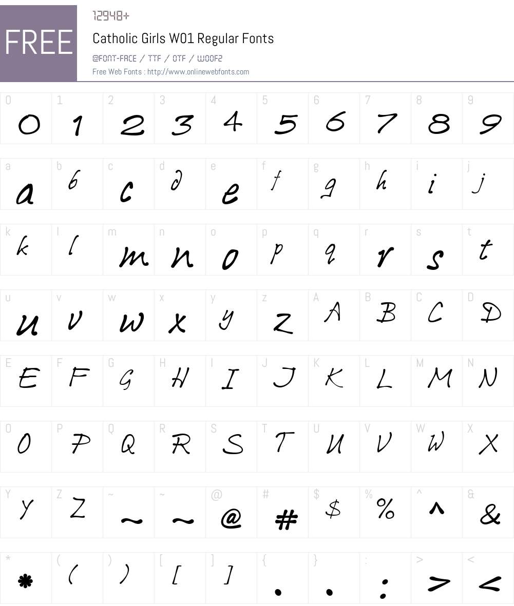 CatholicGirlsW01-Regular Font Screenshots