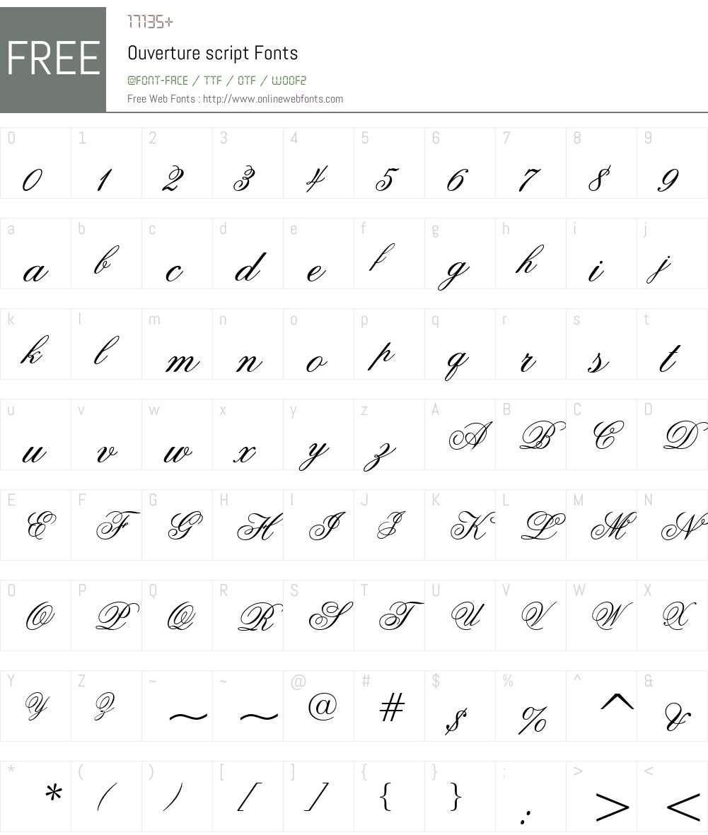 Ouverture script Font Screenshots