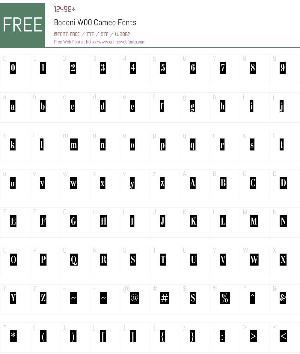 BodoniW00-Cameo Font Screenshots