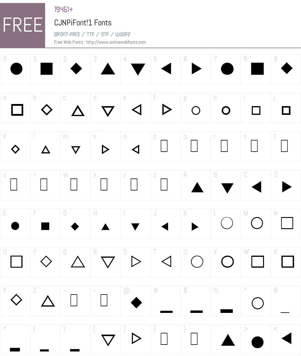 CJNPi1 Font Screenshots