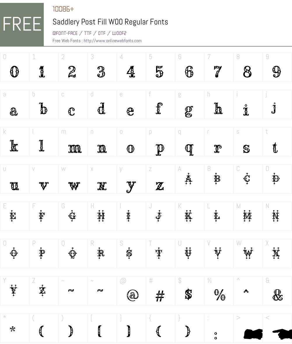 SaddleryPostFillW00-Regular Font Screenshots