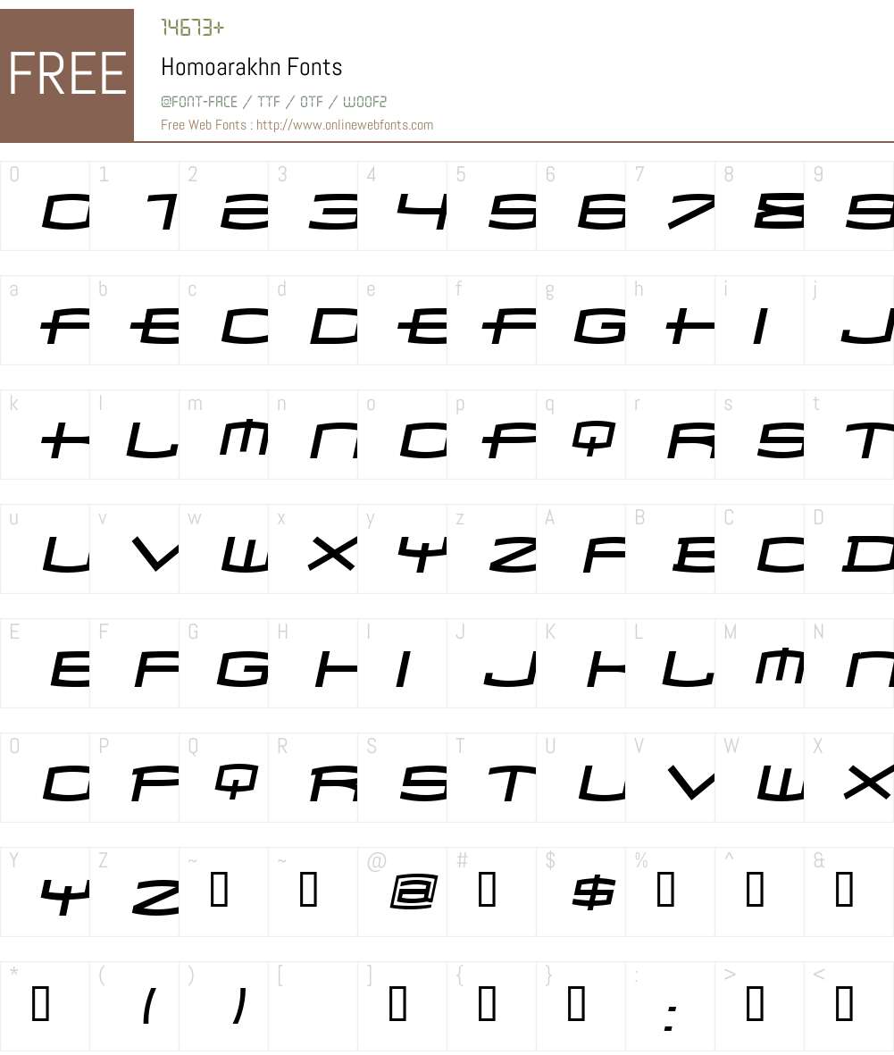 Homoarakhn Font Screenshots