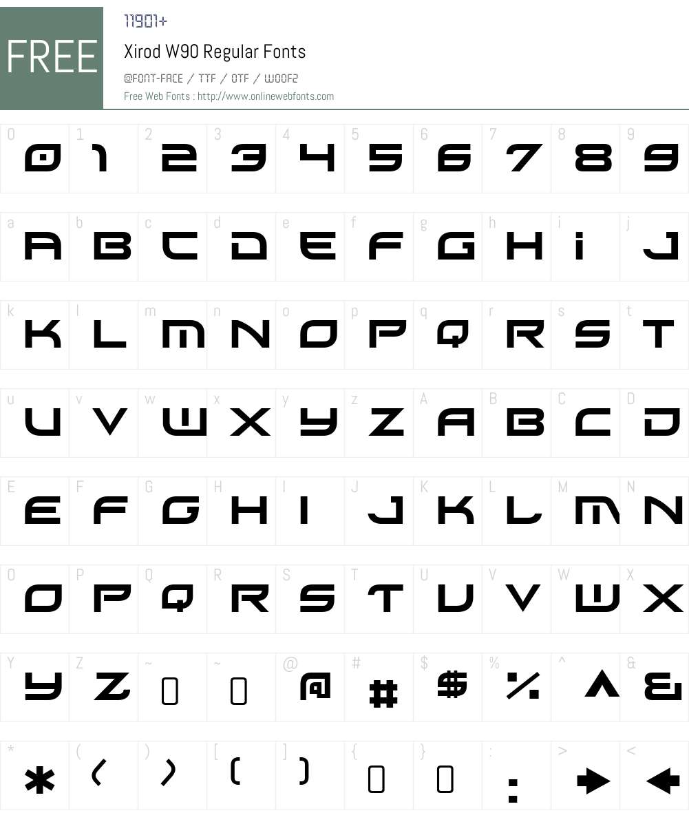 XirodW90-Regular Font Screenshots