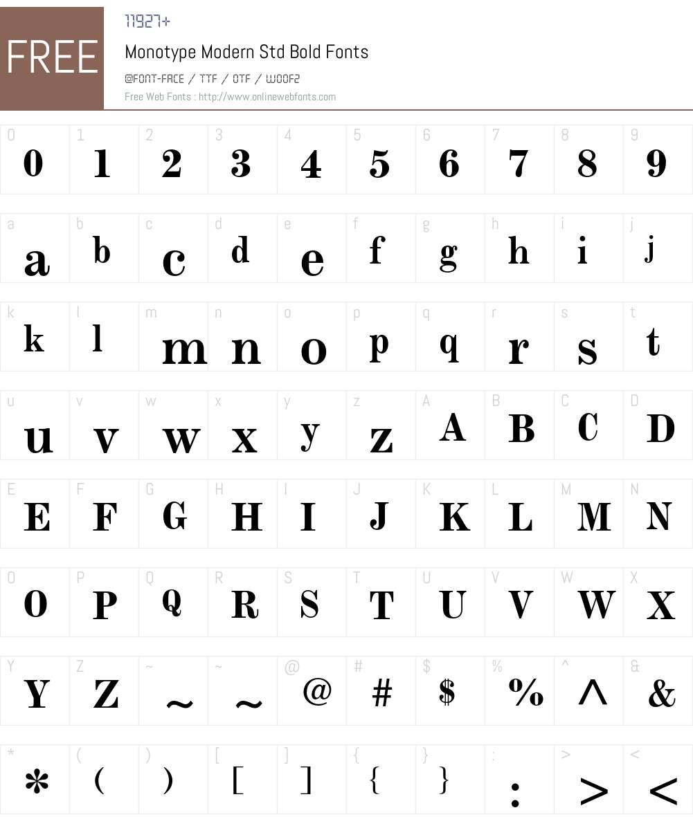 Monotype Modern Std Font Screenshots