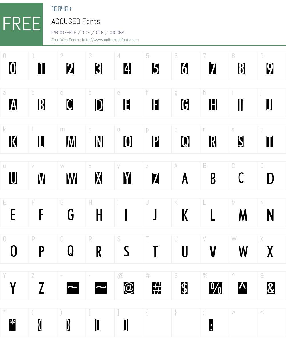 ACCUSED Font Screenshots