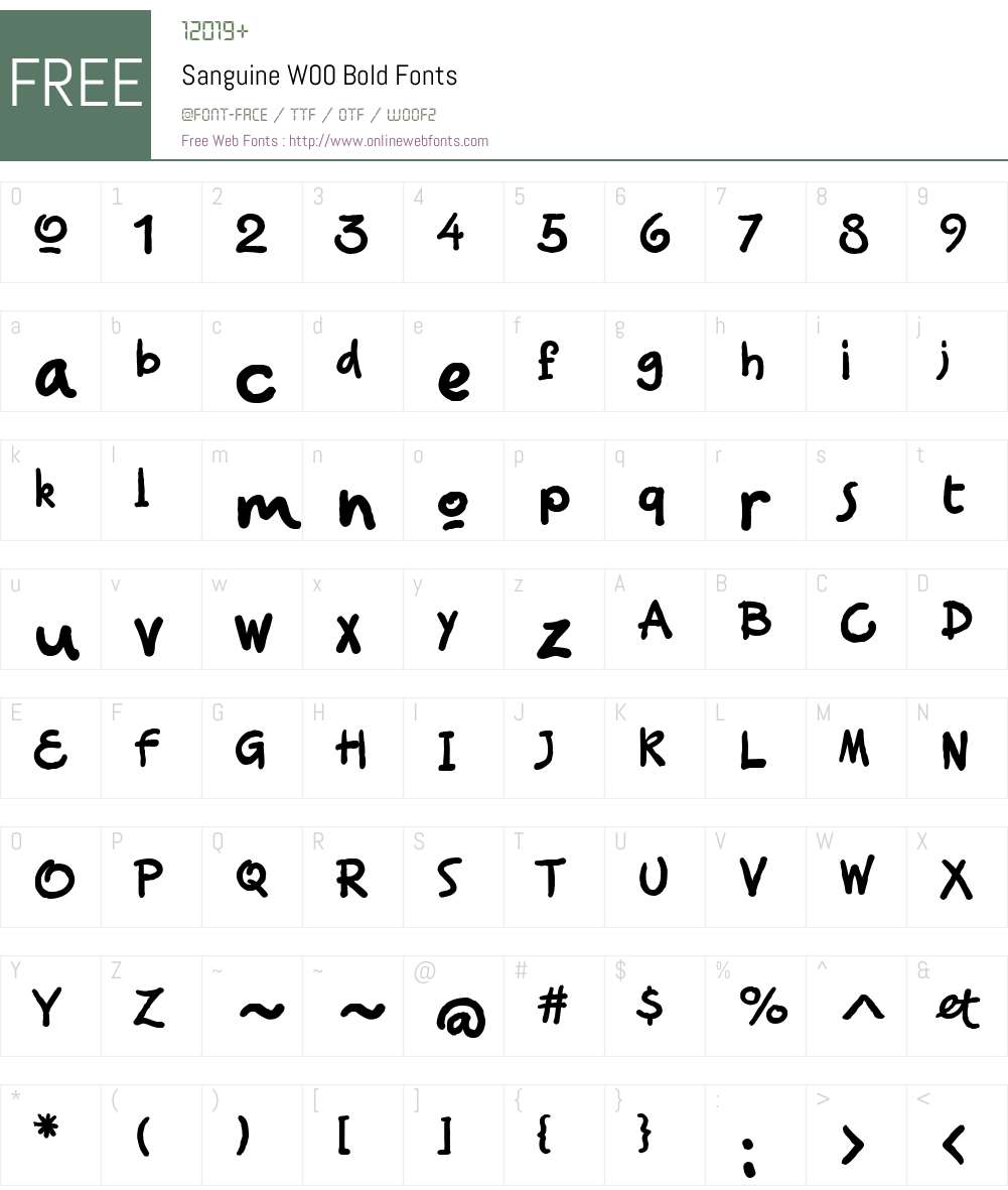 SanguineW00-Bold Font Screenshots