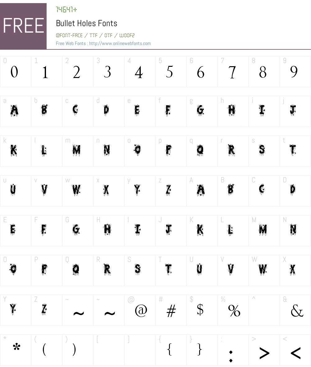 Bullet Holes Font Screenshots