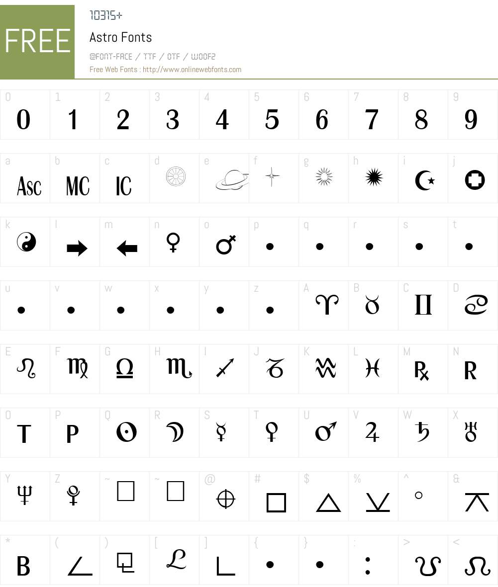 Astro Font Screenshots