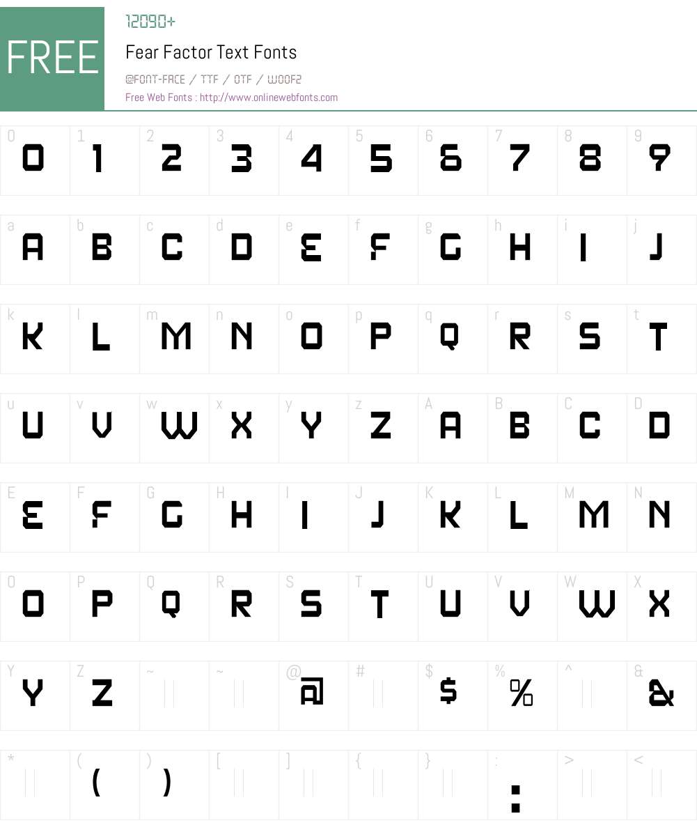 Fear Factor Text Font Screenshots