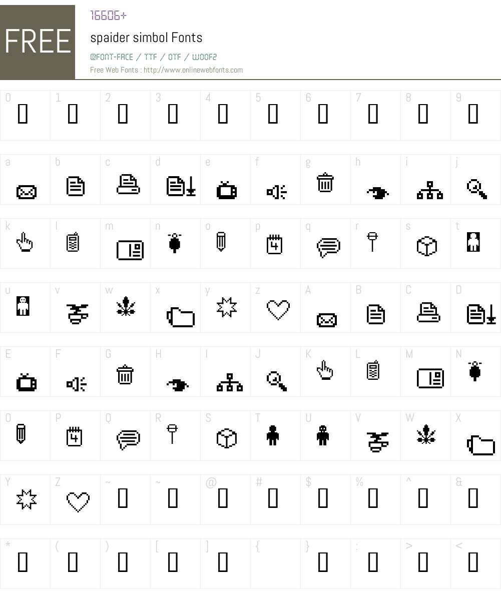 spaider simbol Font Screenshots