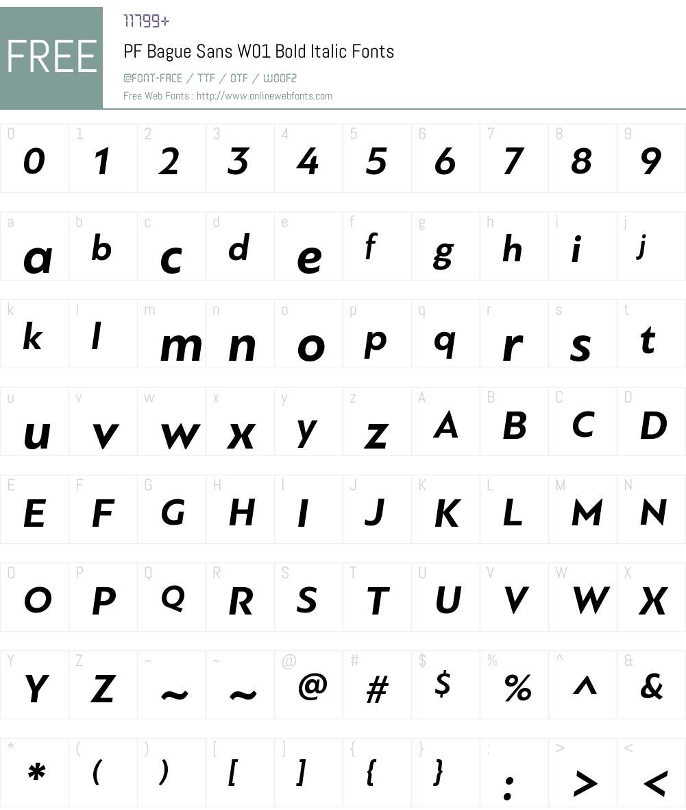 PFBagueSansW01-BoldItalic Font Screenshots