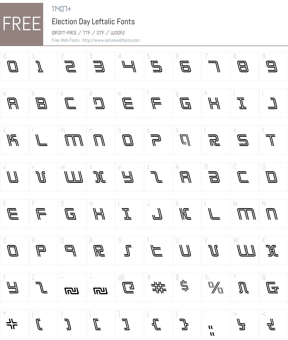 Election Day Leftalic Font Screenshots