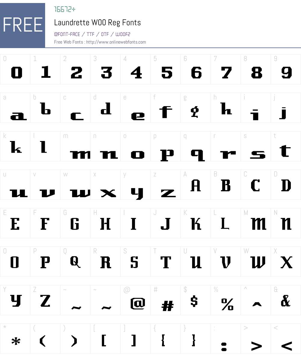 LaundretteW00-Reg Font Screenshots