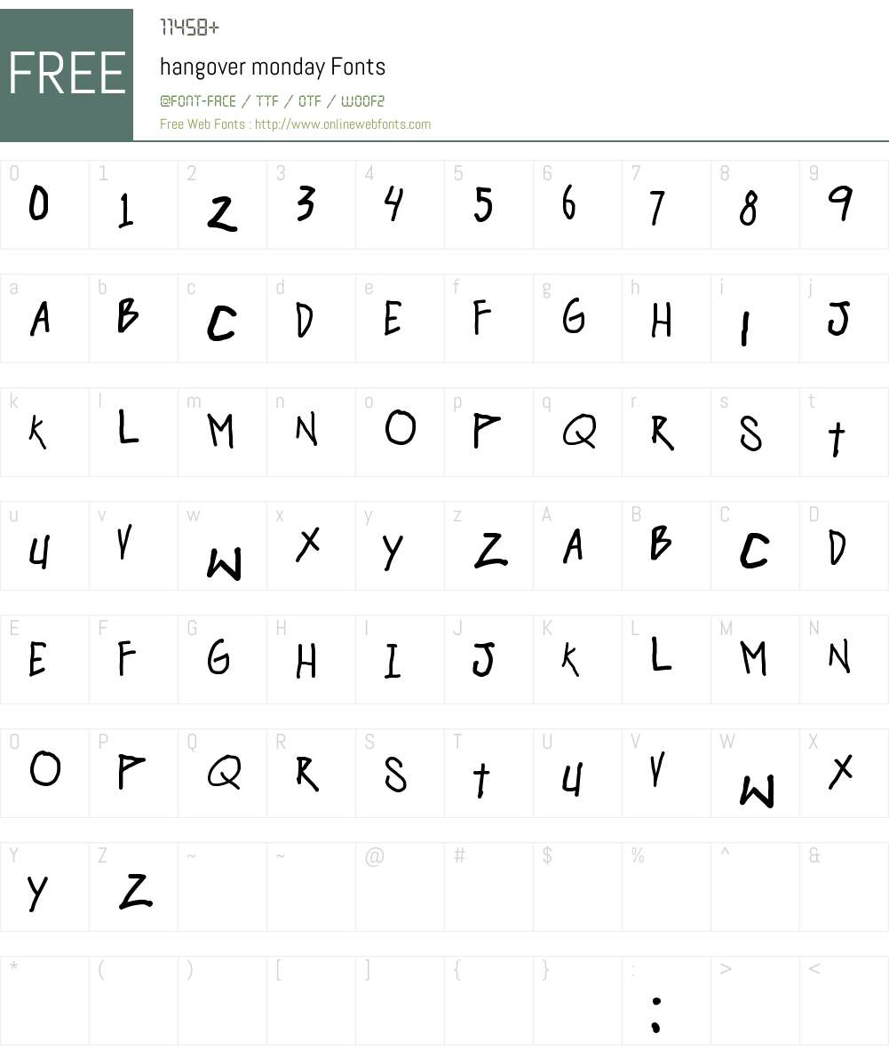 hangover monday Font Screenshots