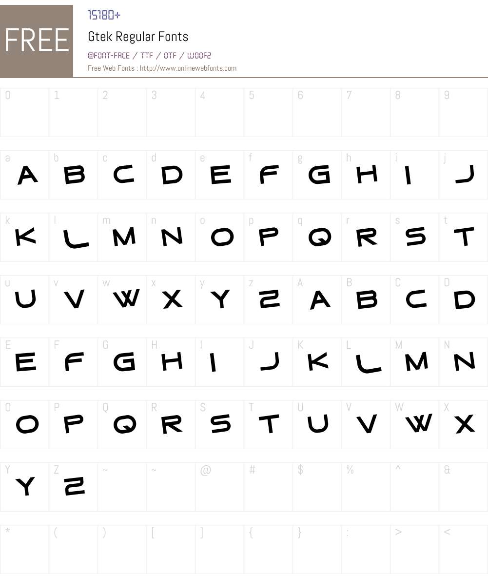 Gtek Regular Font Screenshots