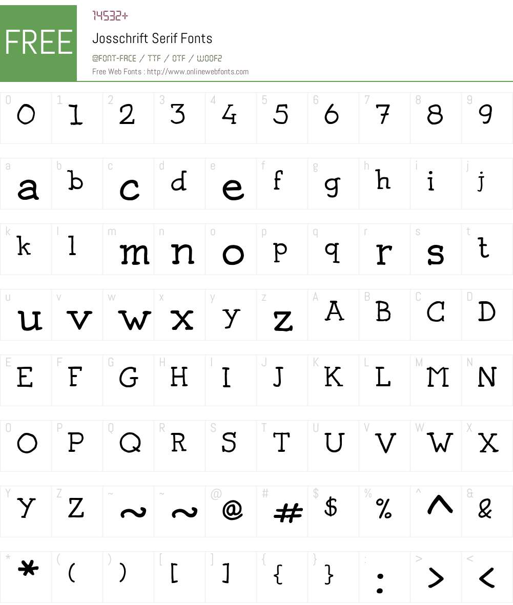 Josschrift Serif Font Screenshots