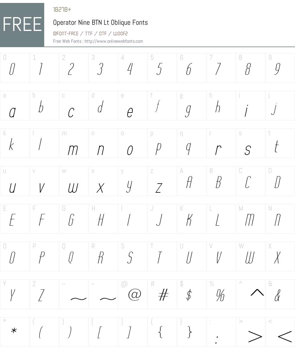 Operator Nine BTN Lt Font Screenshots