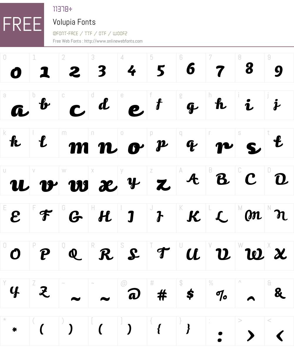 Volupia Font Screenshots
