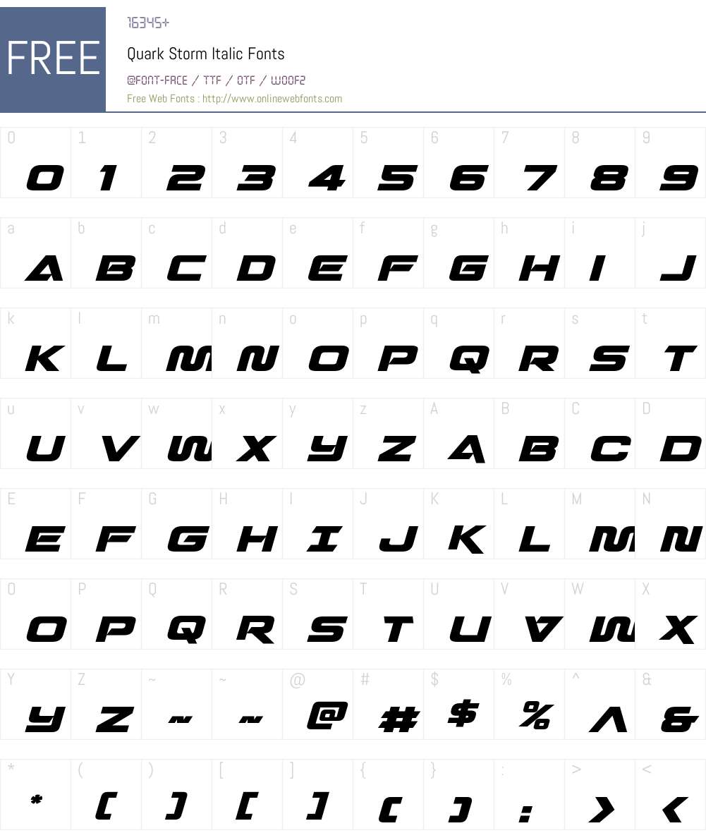 Quark Storm Italic Font Screenshots