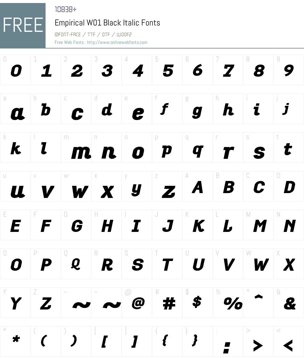 EmpiricalW01-BlackItalic Font Screenshots