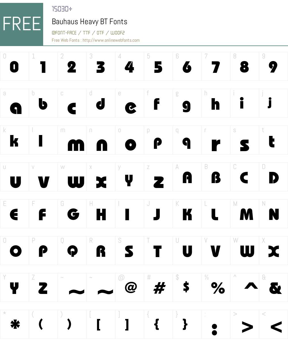 Bauhaus Hv BT Font Screenshots