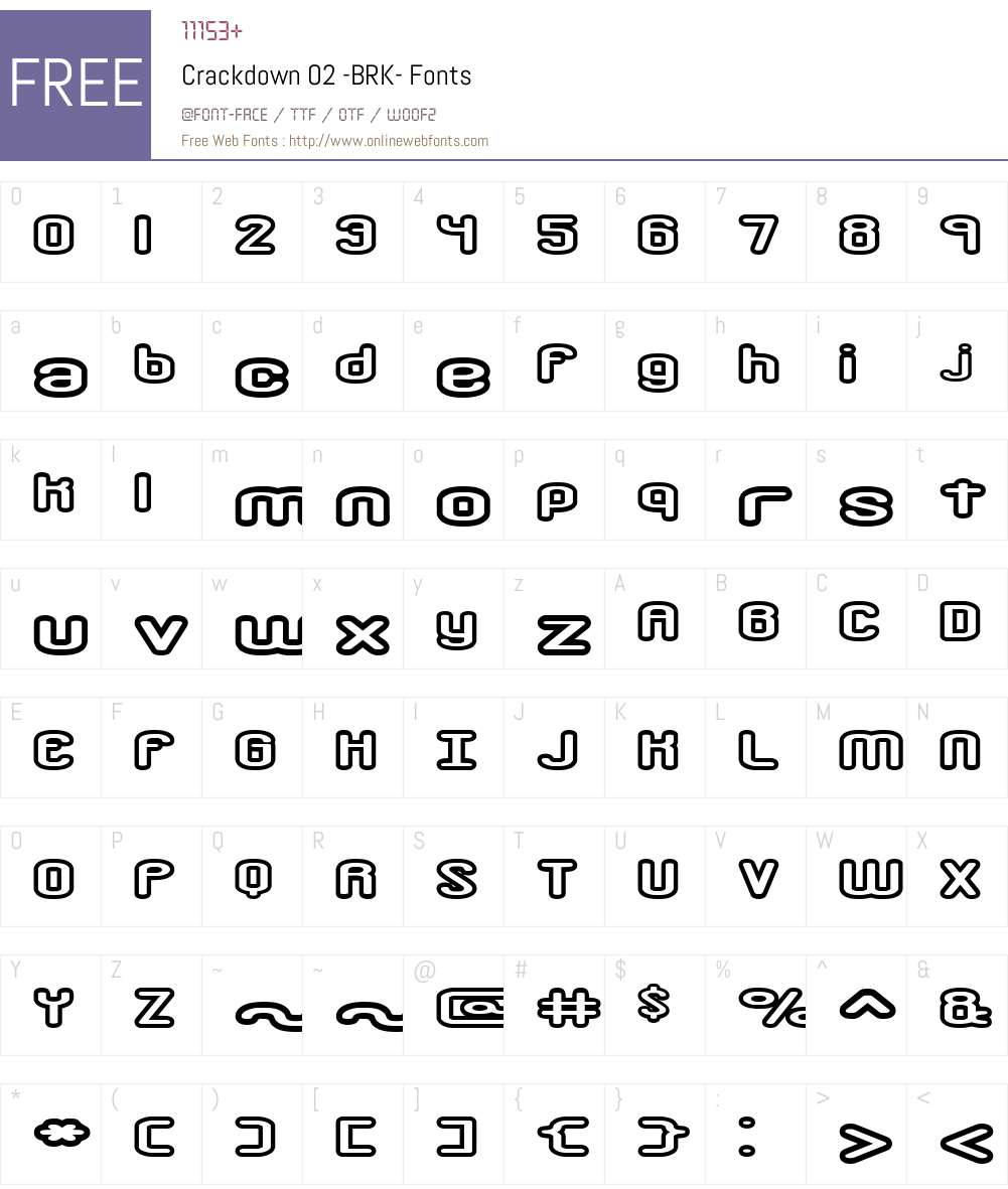 Crackdown O2 (BRK) Font Screenshots