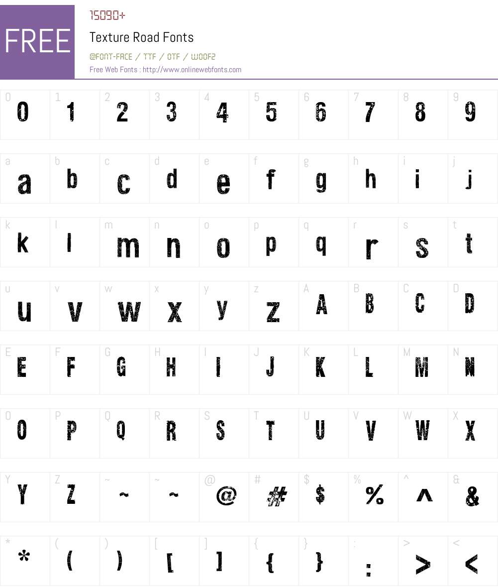 Texture Road Font Screenshots