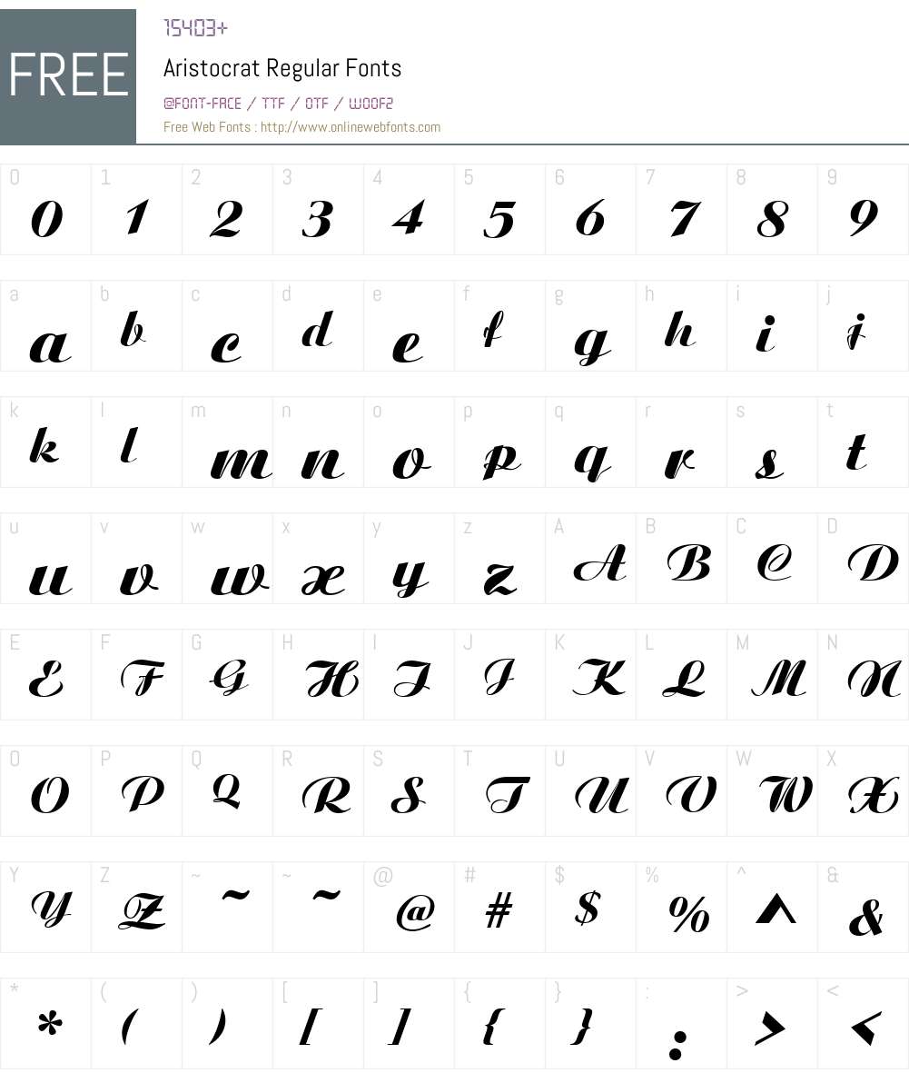 Aristocrat Font Screenshots