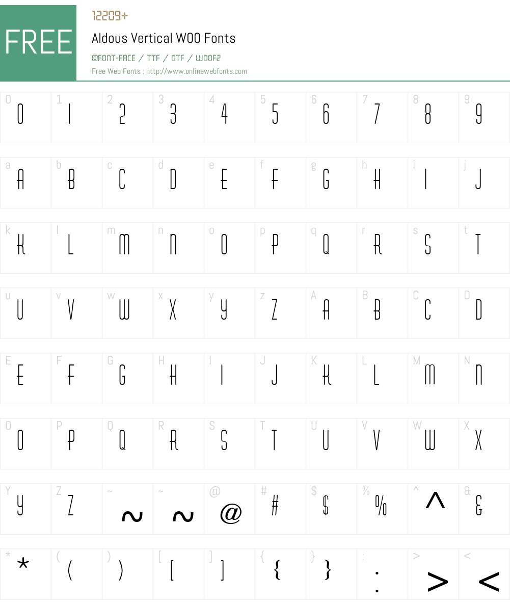 AldousVerticalW00 Font Screenshots