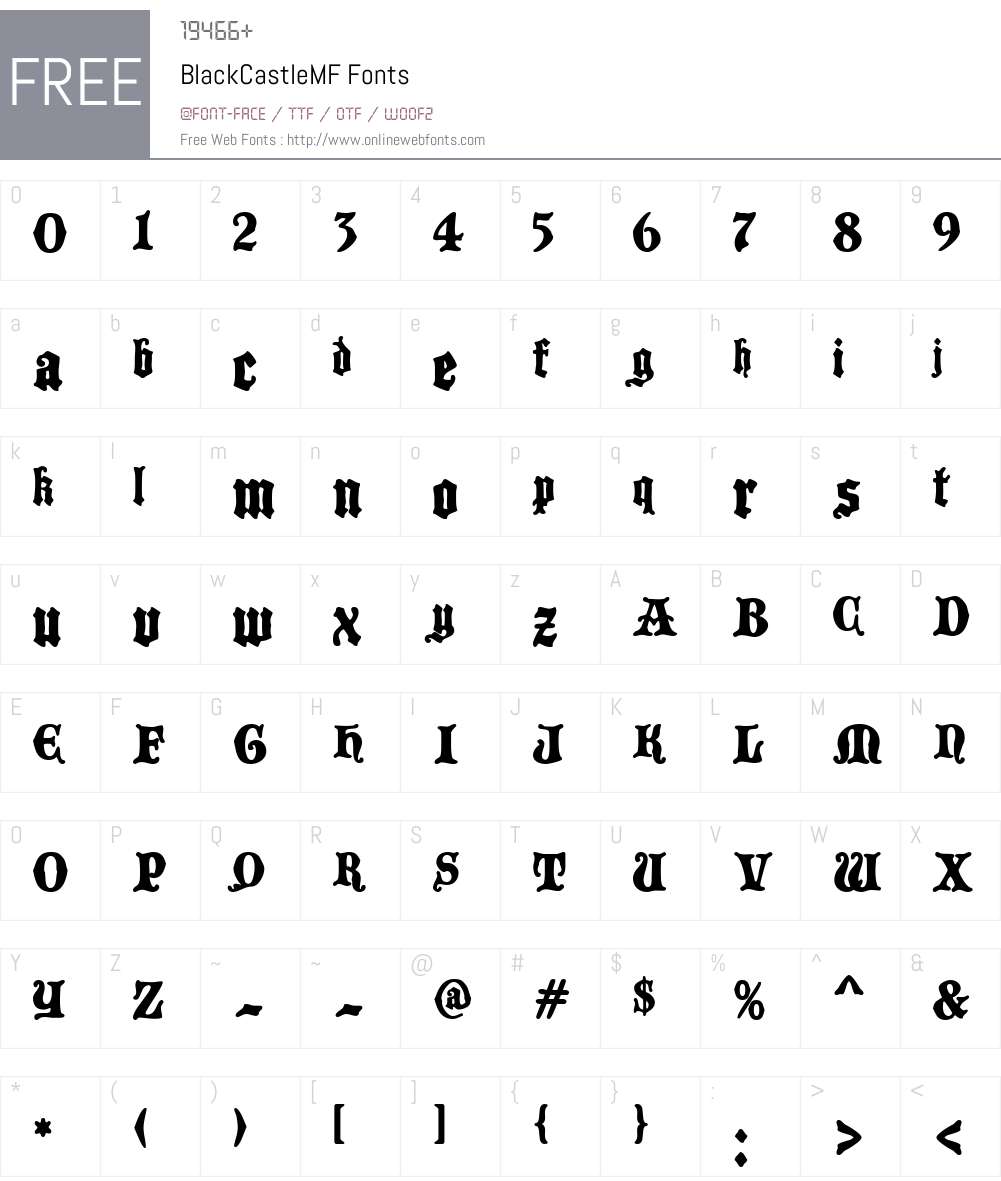 BlackCastleMF Font Screenshots