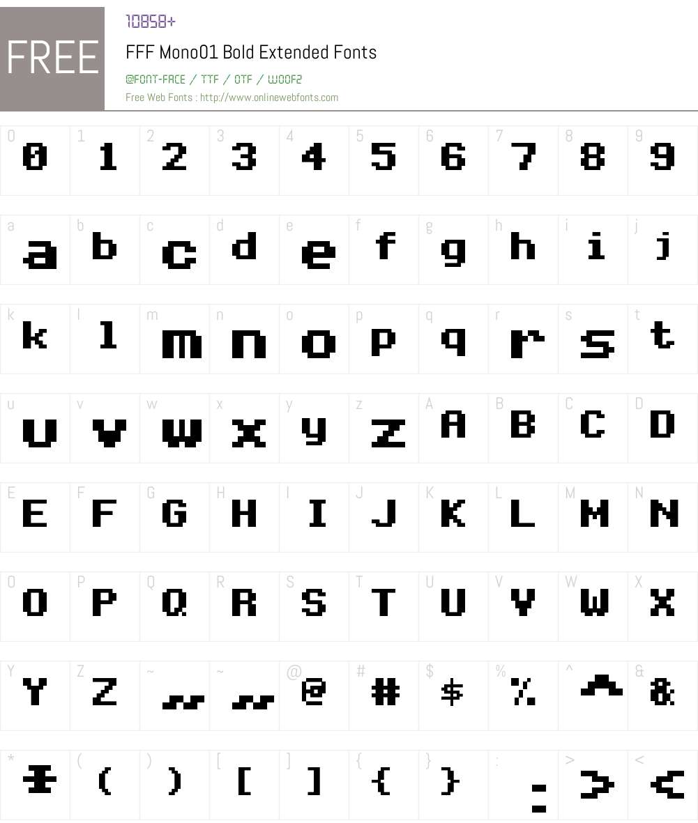 FFF Mono01 Bold Extended Font Screenshots