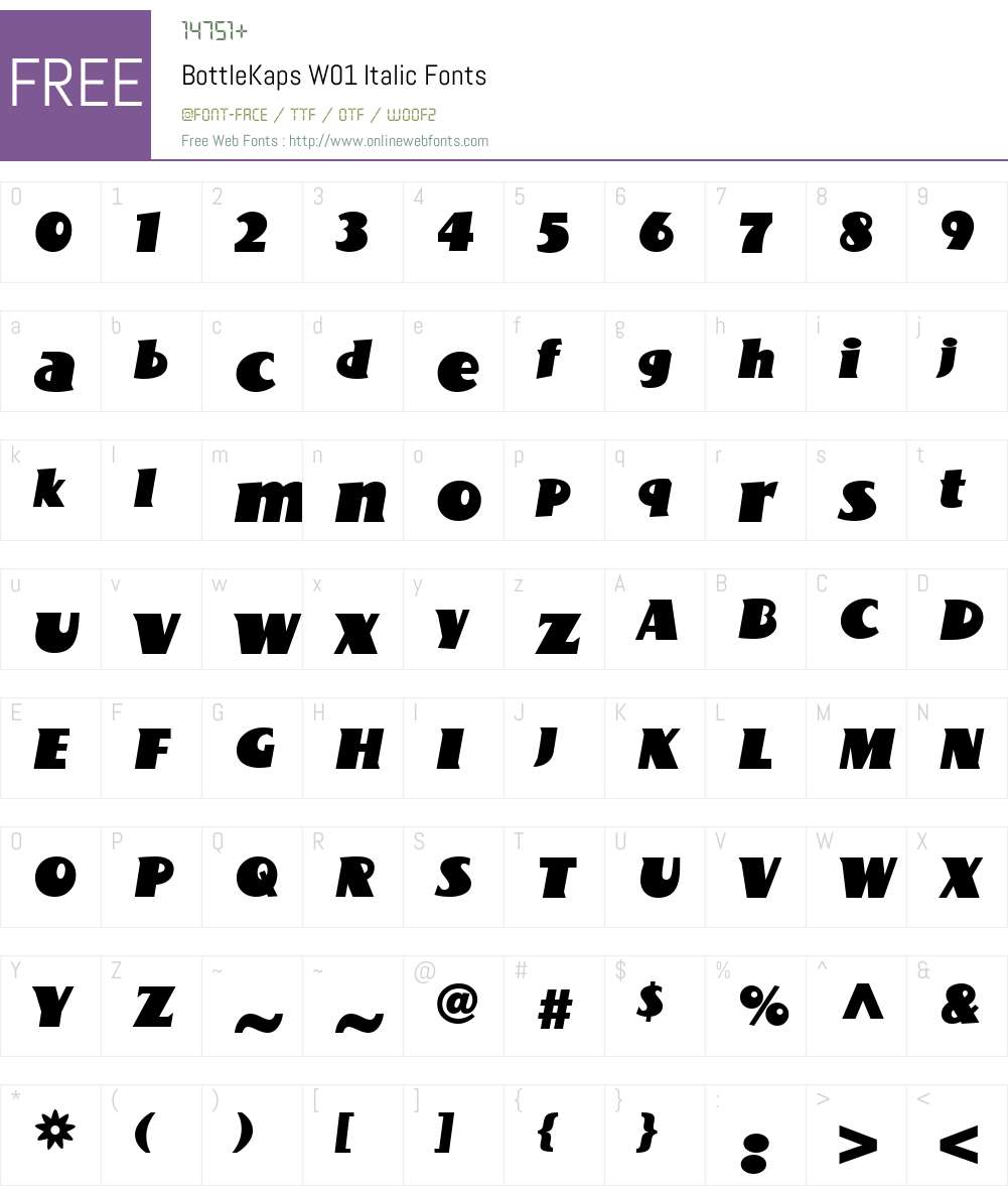 BottleKapsW01-Italic Font Screenshots