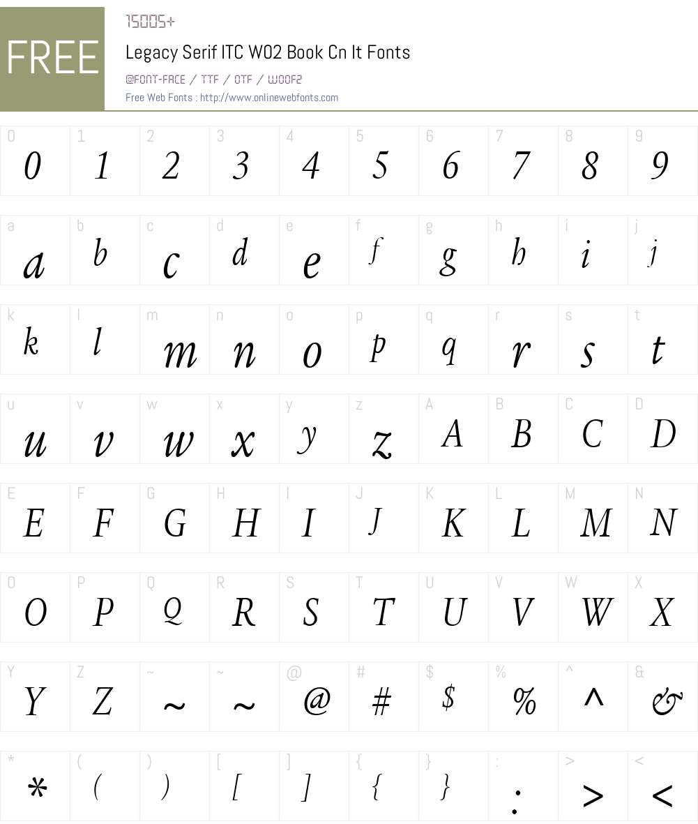ITC Legacy Serif Font Screenshots