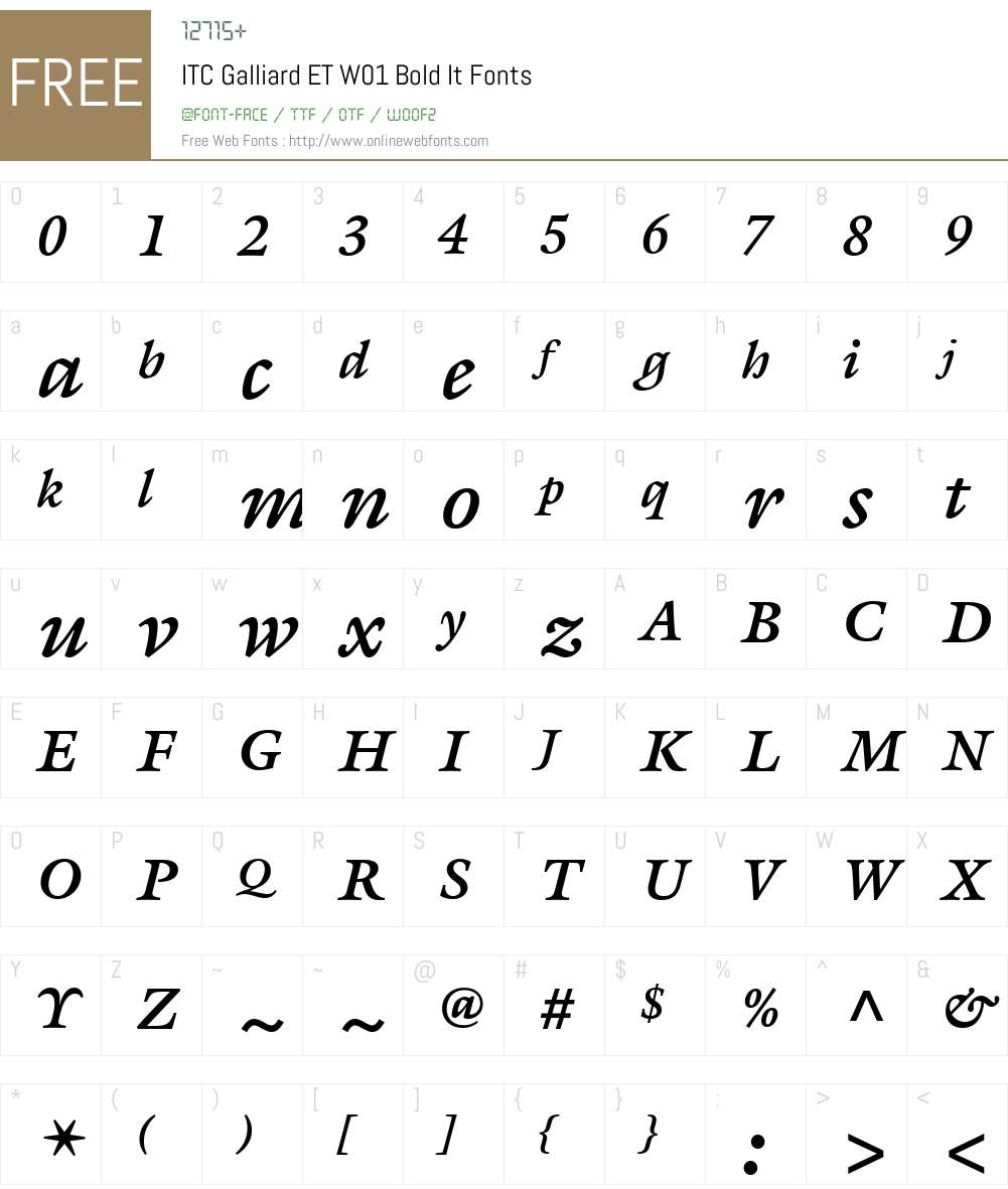 ITCGalliardETW01-BoldIt Font Screenshots