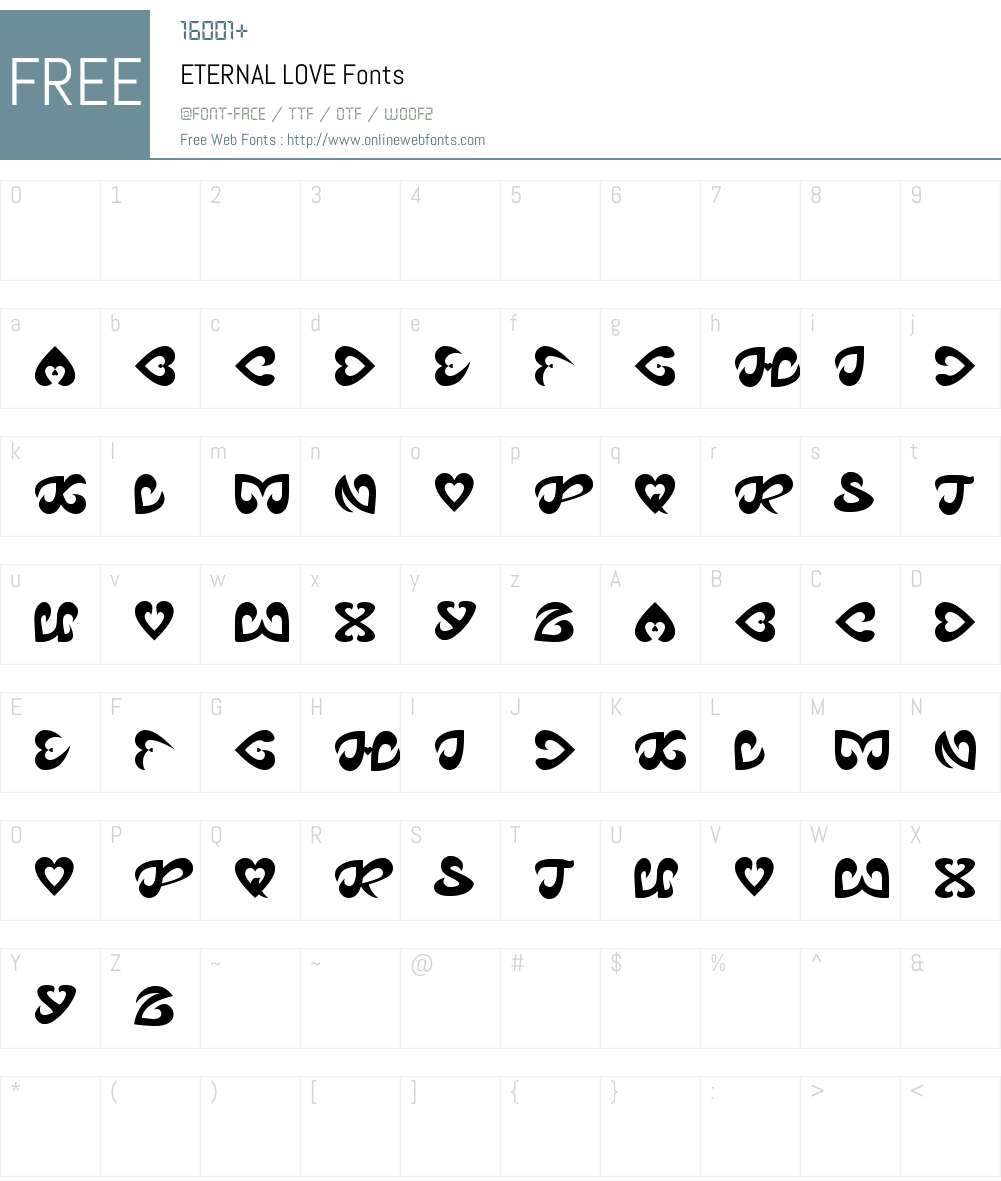 ETERNAL LOVE Font Screenshots