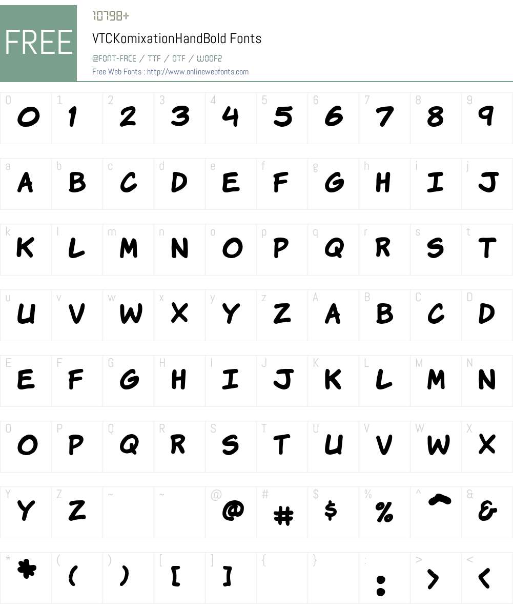 VTCKomixationHandBold Font Screenshots