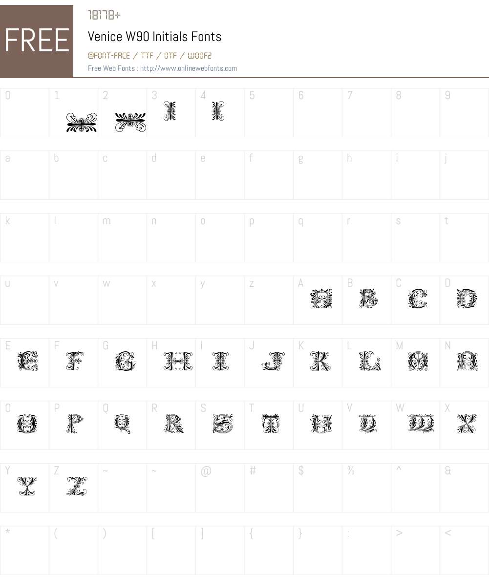 VeniceW90-Initials Font Screenshots