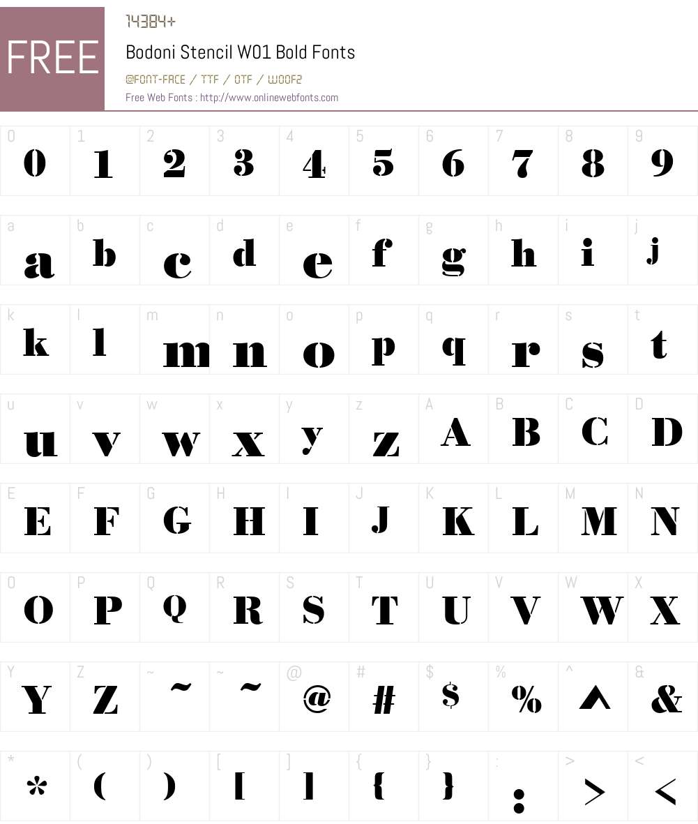 BodoniStencilW01-Bold Font Screenshots