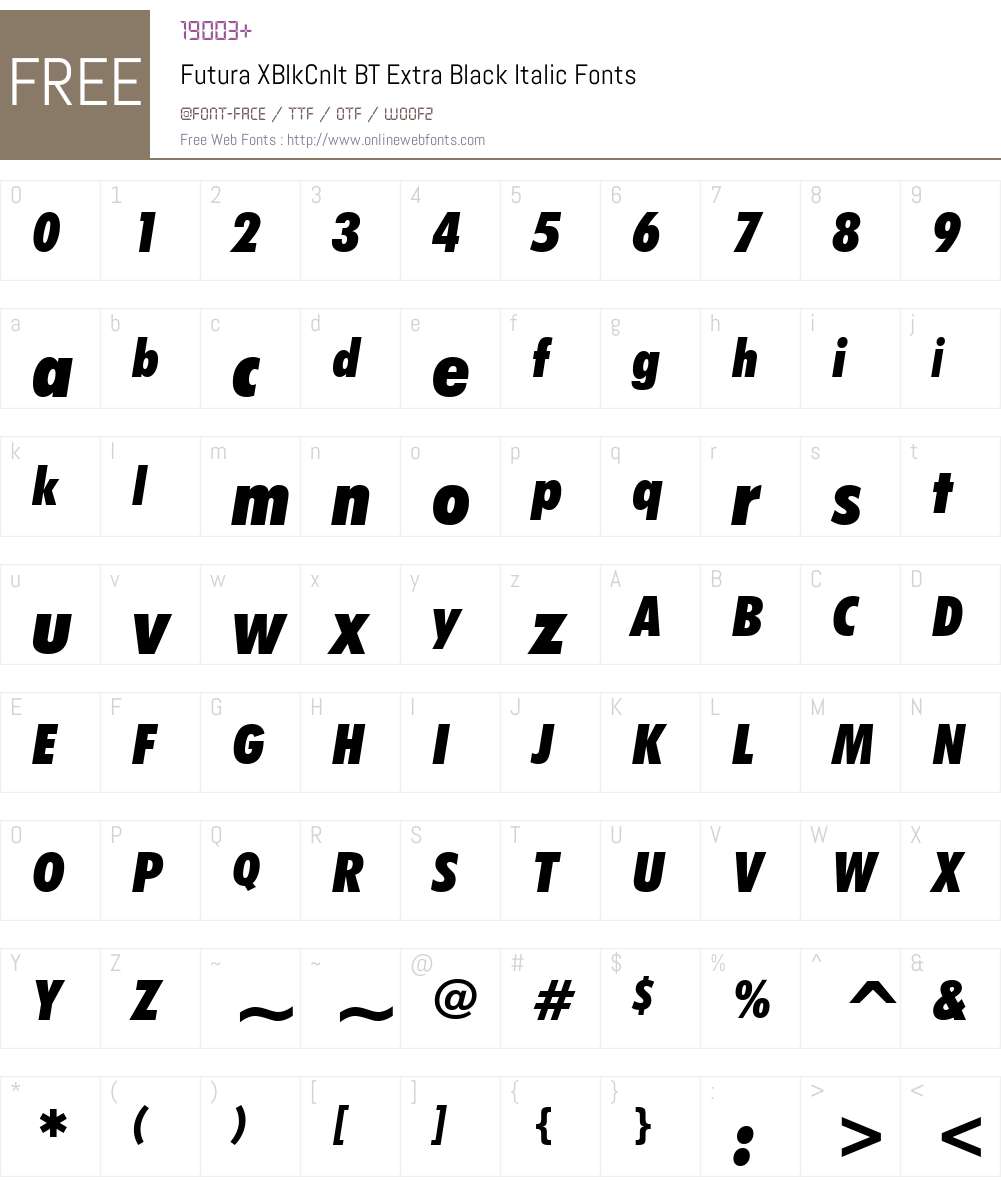 Futura XBlkCnIt BT Font Screenshots