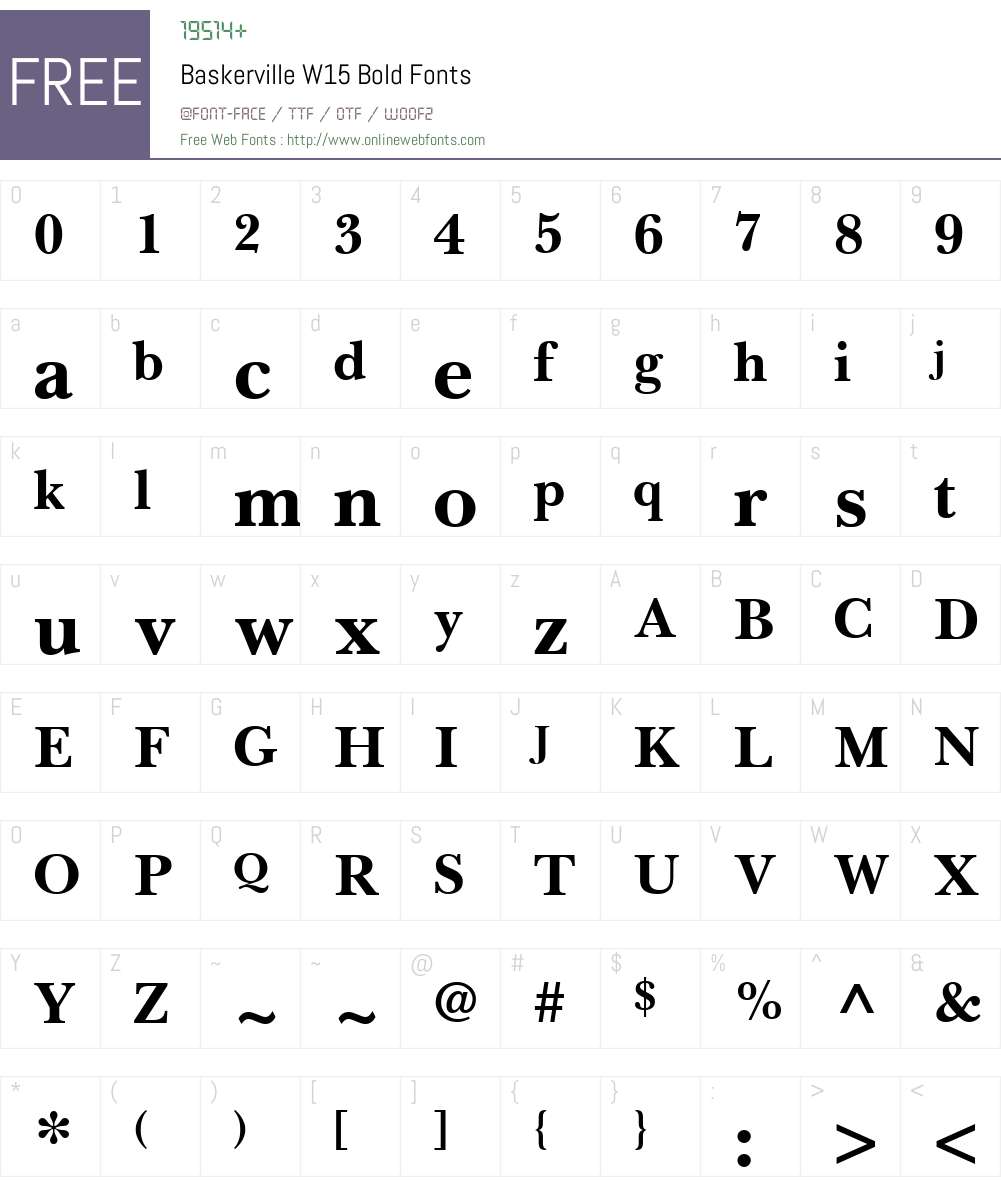 BaskervilleW15-Bold Font Screenshots
