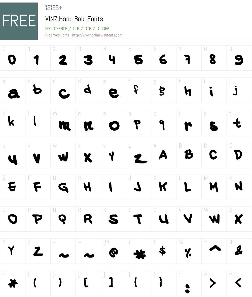 VINZ Hand Font Screenshots