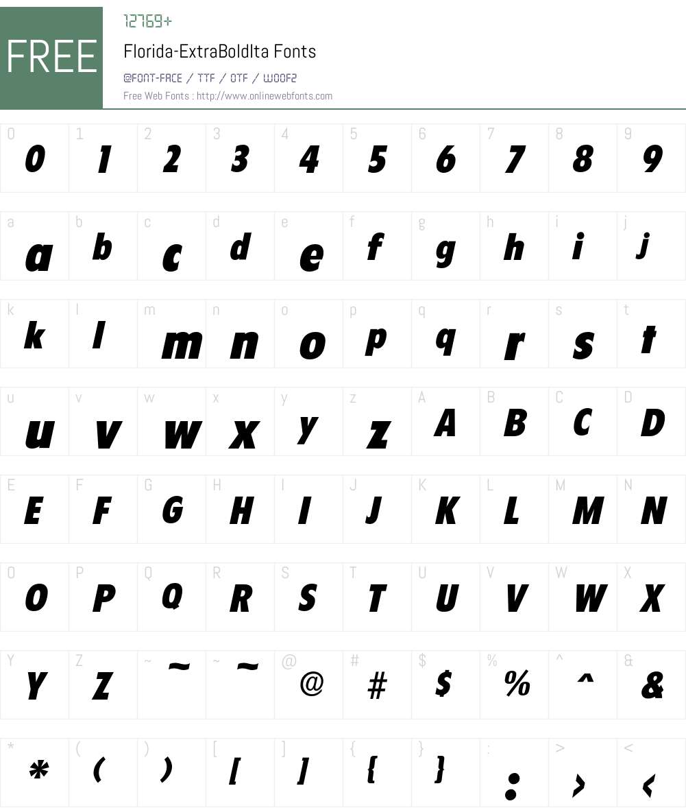 Florida-ExtraBoldIta Font Screenshots