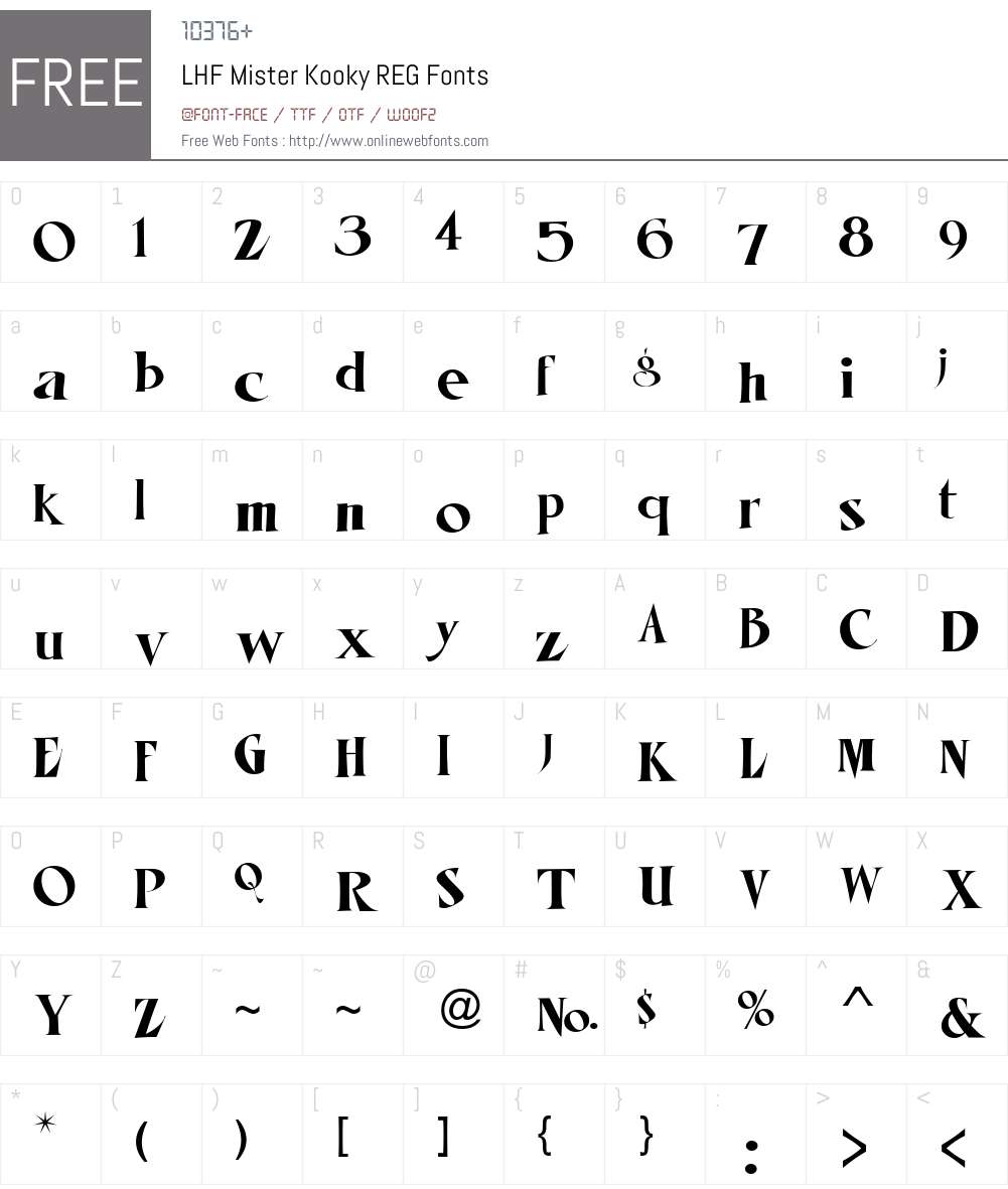 LHF Mister Kooky REG Font Screenshots