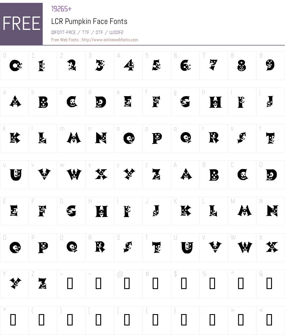 LCR Pumpkin Face Font Screenshots