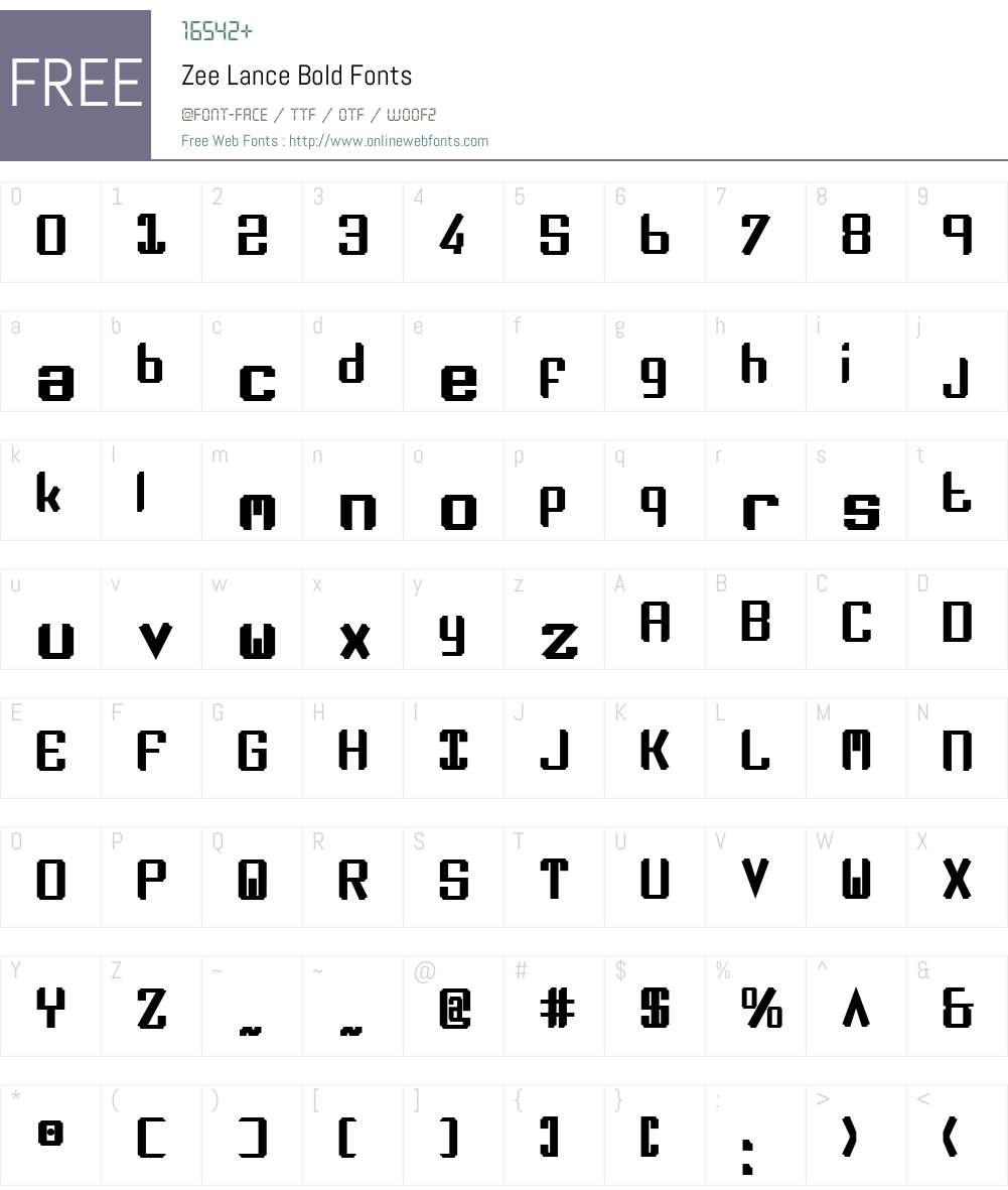 Zee Lance Bold Font Screenshots