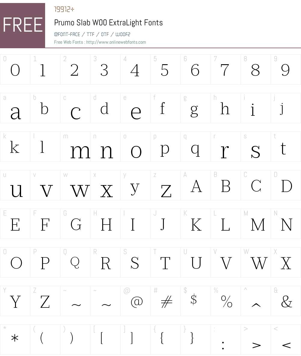 PrumoSlabW00-ExtraLight Font Screenshots